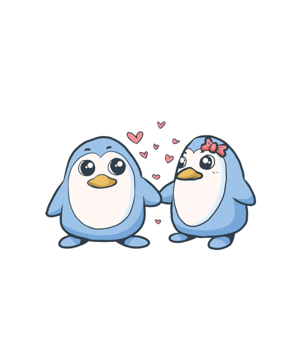 PINGUIN ÎNDRĂGOSTIT 2 model alb pe tricou