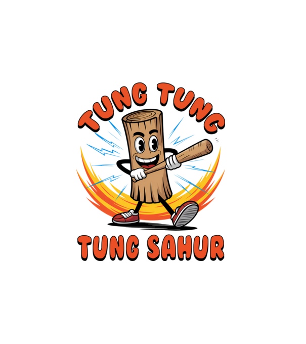 Tung Tung Tung Sahur drăguț model alb pe tricou