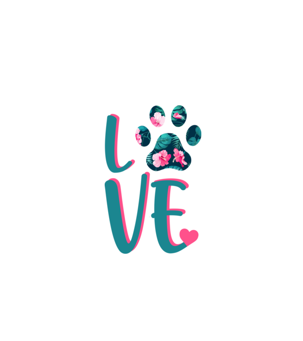 LOVE CÂINI model alb pe tricou