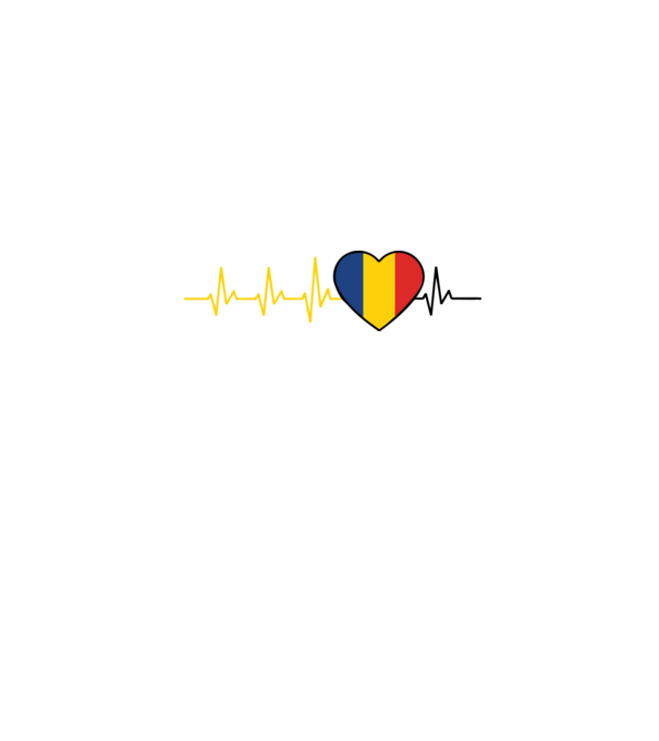 România heartbeat model alb pe tricou