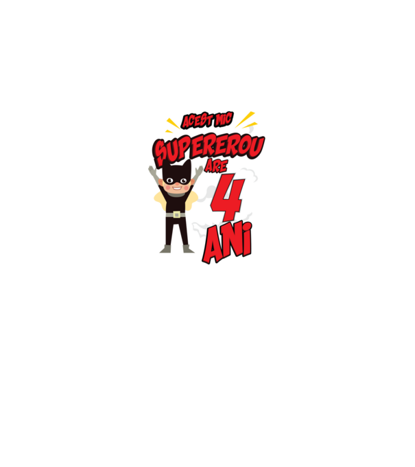 Acest mic supererou are 4 ani model negru pe tricou