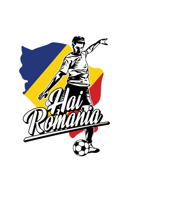 Hai romania fotbal model negru pe tricou