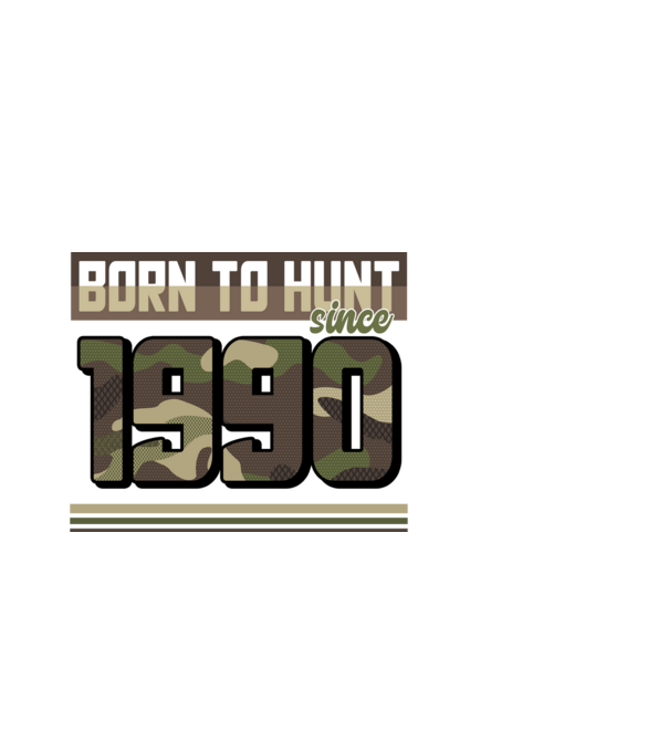 Born to hunt since 1990 model negru pe tricou
