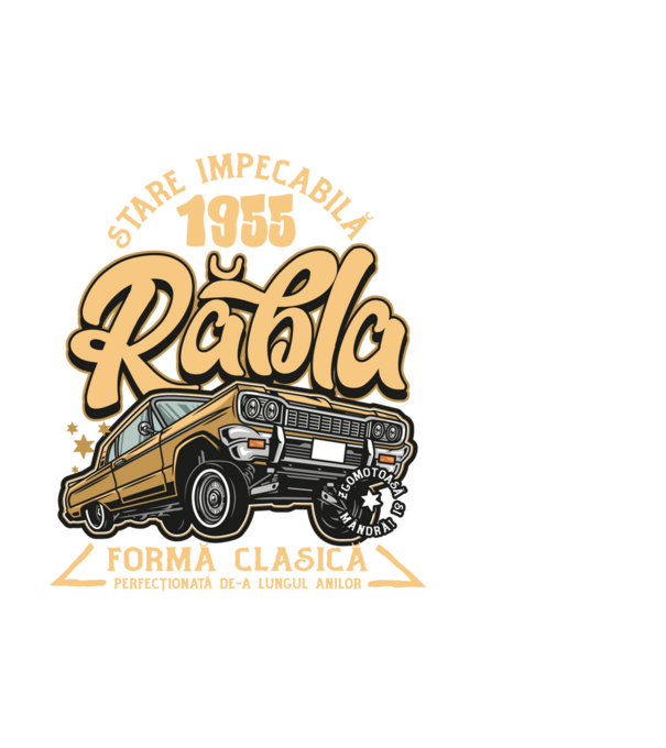 Rablă 1955 model alb pe tricou