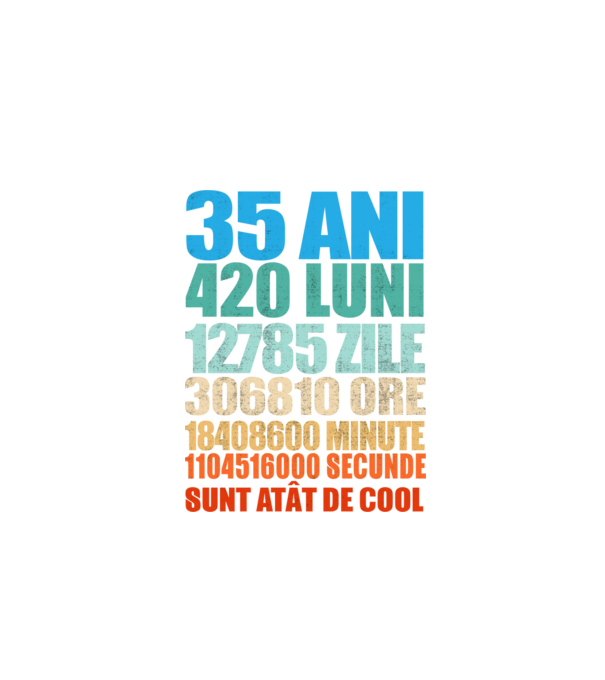 De 35 ani - luni - zile - ore - minute - secunde - sunt atât de cool model negru pe tricou