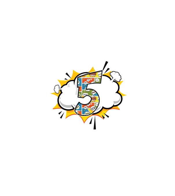 Birthday Comic Number 5 model albastru închis pe tricou