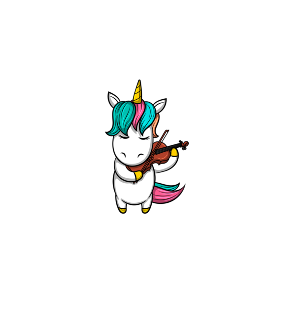 Unicorn Violin model alb pe tricou