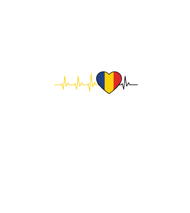 România heartbeat model alb pe tricou