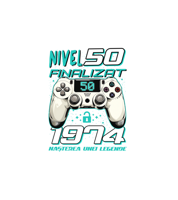 Nivel finalizat 50 1975 model alb pe tricou