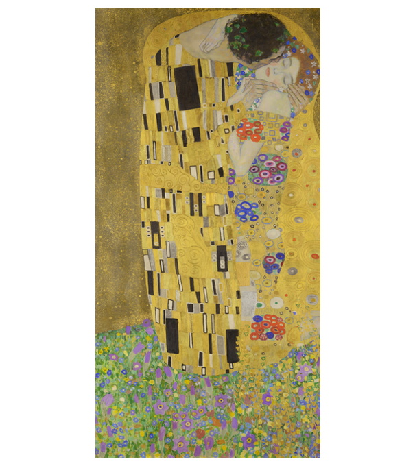 The kiss Gustav Klimt model alb pe tricou