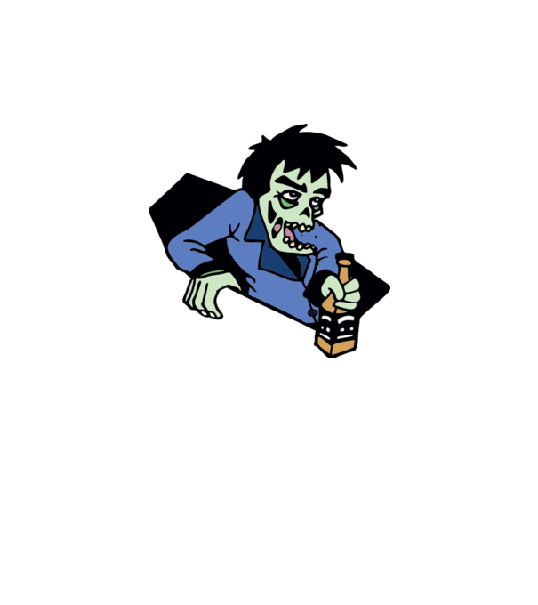 Drunk Zombie model alb pe tricou