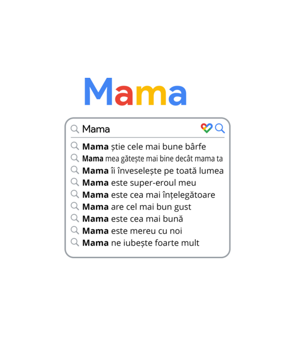 căutare Google Mama model alb pe tricou