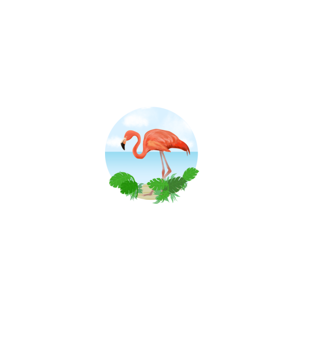 Flamingo model alb pe tricou