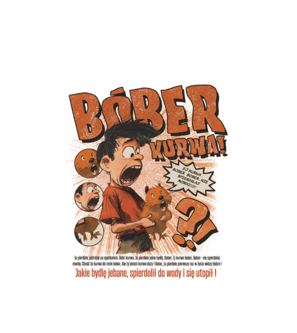 Bobr Kurwa comic model alb pe tricou