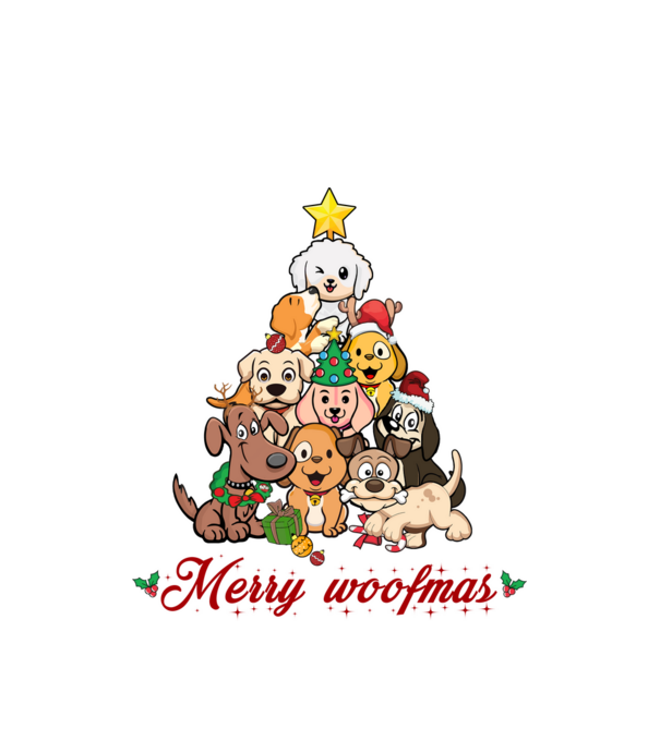 Merry woofmas model alb pe tricou