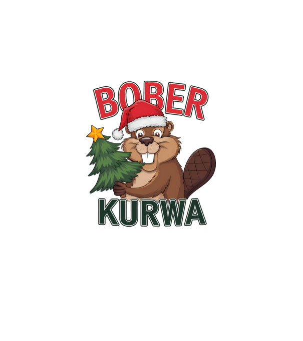 Bober kurwa Christmas model alb pe tricou