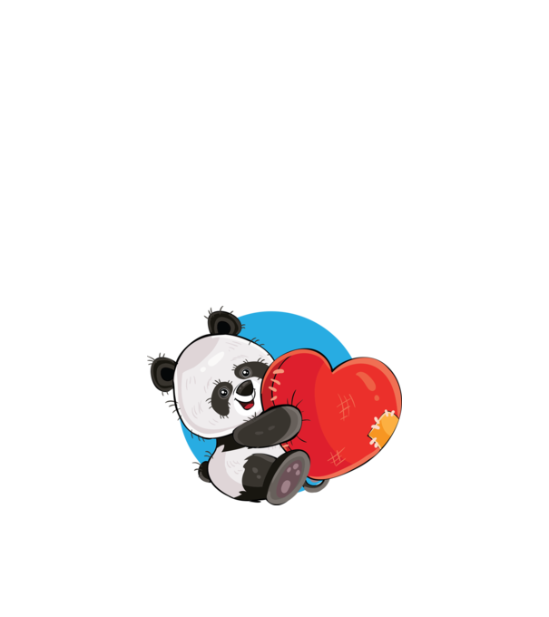 Dragoste panda model alb pe tricou