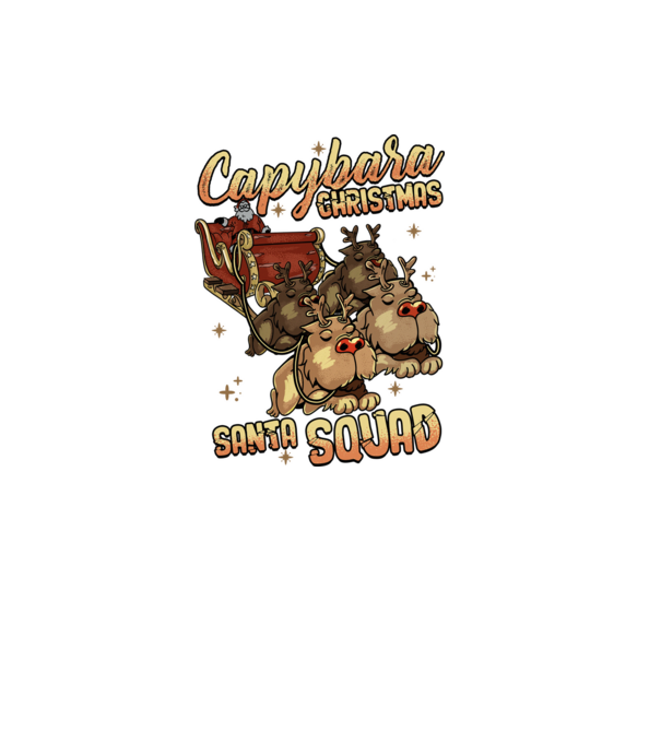 Capybara christmas santa squad model negru pe tricou
