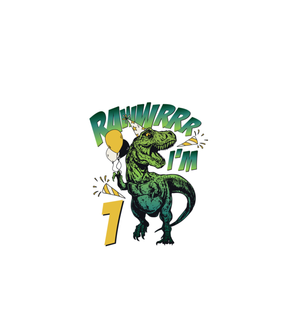 'Birthday Dinosaur rawww i''m 1' model alb pe tricou