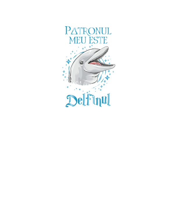 Patronul meu este DELFINUL model negru pe tricou