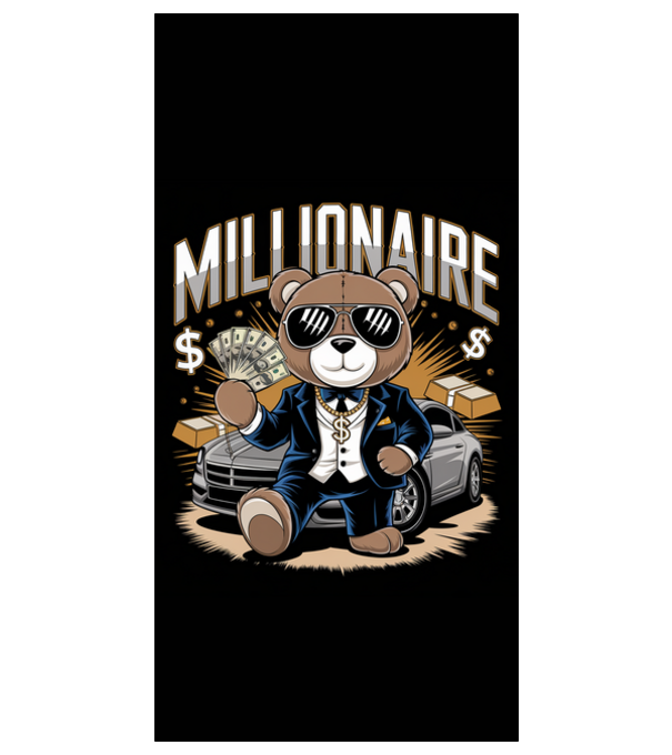 millionaire cool teddy model alb pe tricou