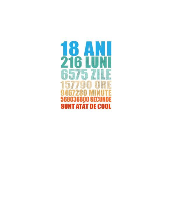 De 18 ani - luni - zile - ore - minute - secunde - sunt atât de cool model negru pe tricou