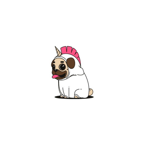Pug Unicorn model mentă pe tricou