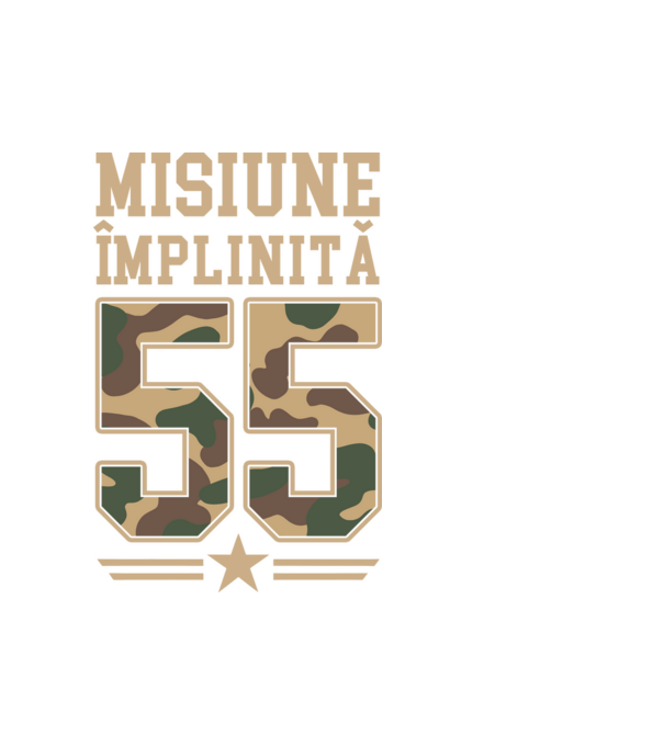 Misiune împlinită 55 model alb pe tricou