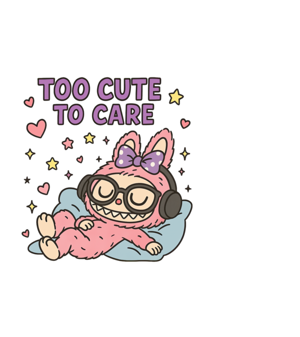 Too cute to care model negru pe tricou