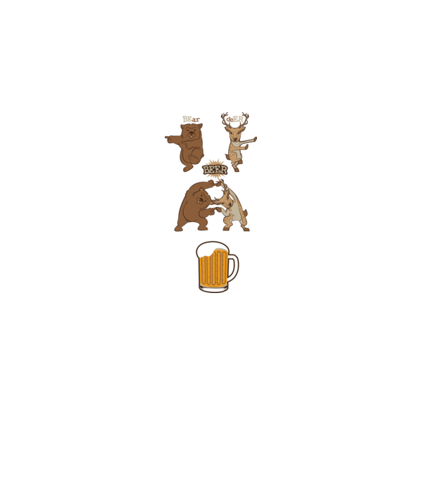 Bear deer beer model alb/roșu pe tricou