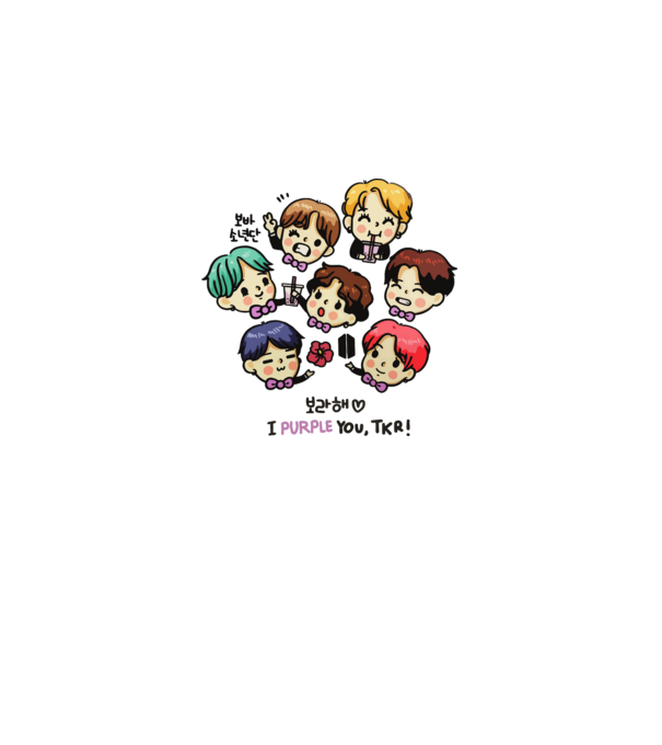 BTS chibi model alb pe tricou