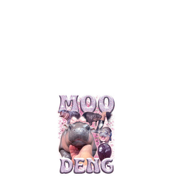 MOO DENG baby hippo model alb pe tricou