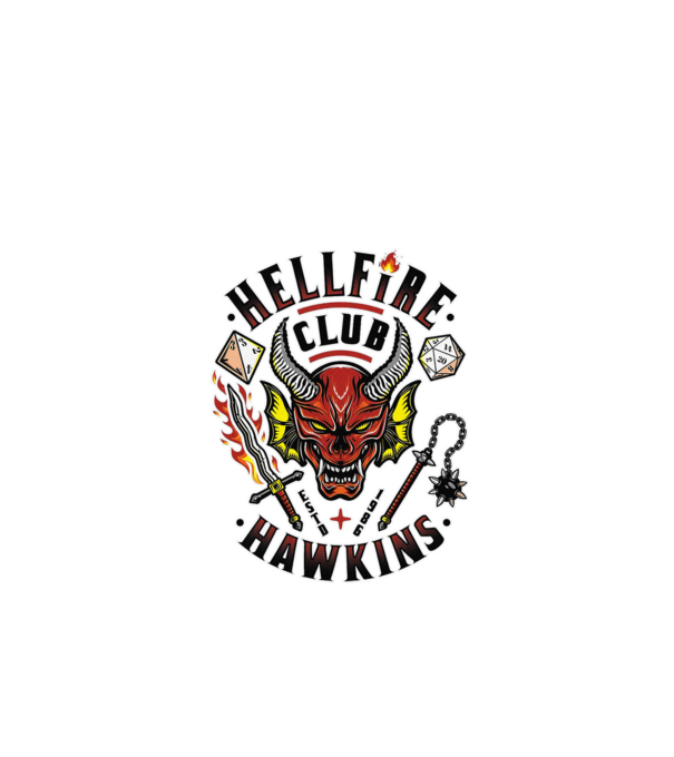 hellfire club hawkins model alb pe tricou