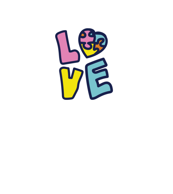 Ziua Mondială a Autismului LOVE model alb pe tricou