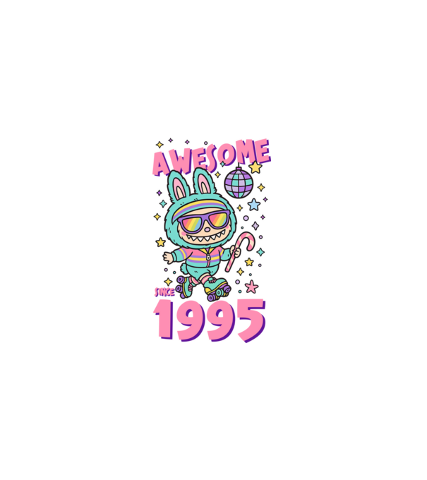 Awesome since 1995 - Labubu model negru pe tricou