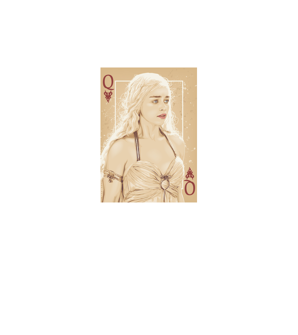 Queen Card model alb pe tricou