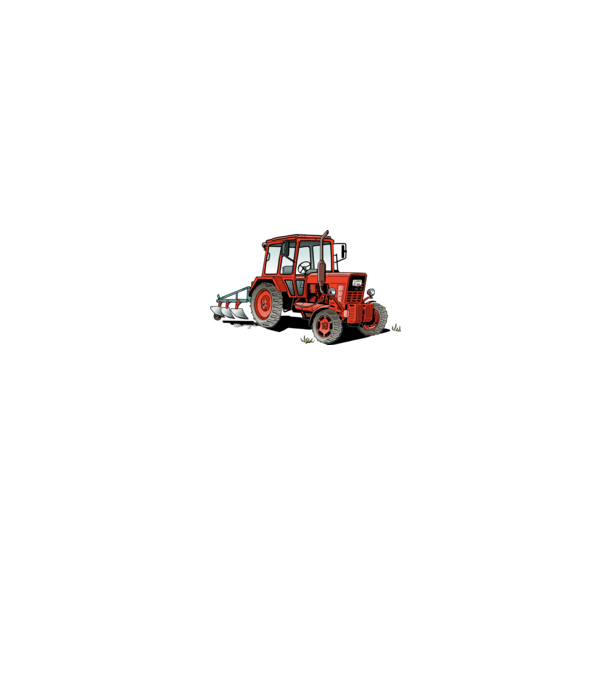 TRACTOR model alb pe tricou