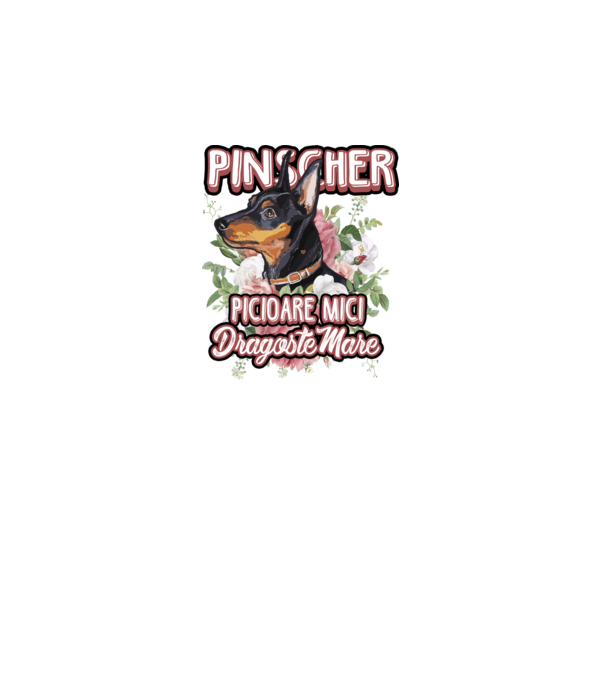 Pinscher picioare mici dragoste mare model alb pe tricou