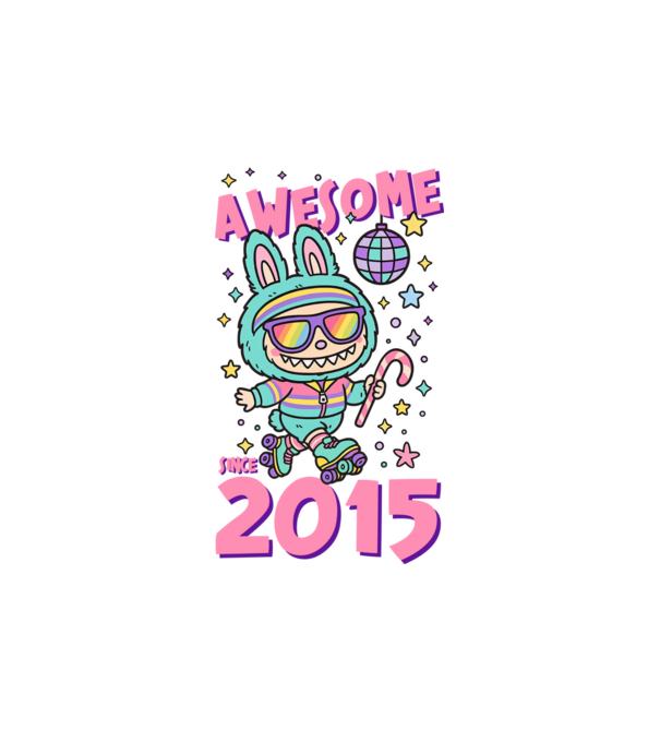 Awesome since 2015 - Labubu model alb pe tricou