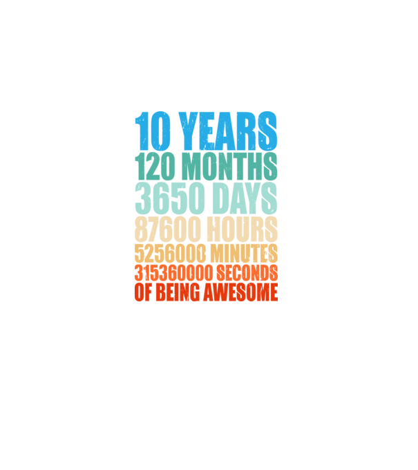 10 years of being awesome model negru pe tricou
