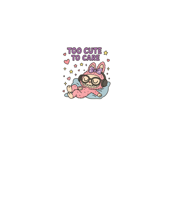 Too cute to care model negru pe tricou