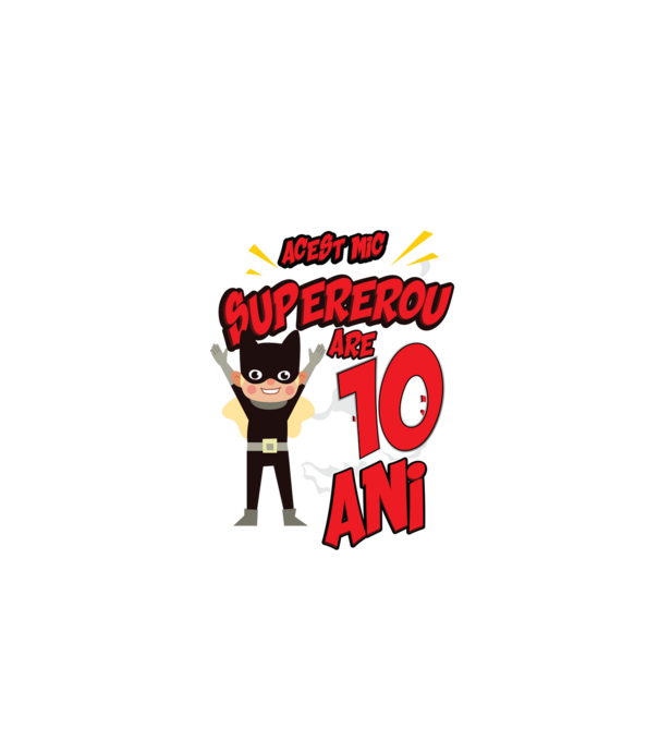 Acest mic supererou are 10 ani model negru pe tricou
