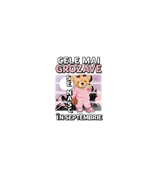 RETRO teddy fetişcană SEPTEMBRIE model negru pe tricou