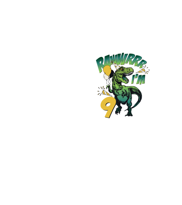 'Birthday Dinosaur rawww i''m 9' model galben neon pe tricou