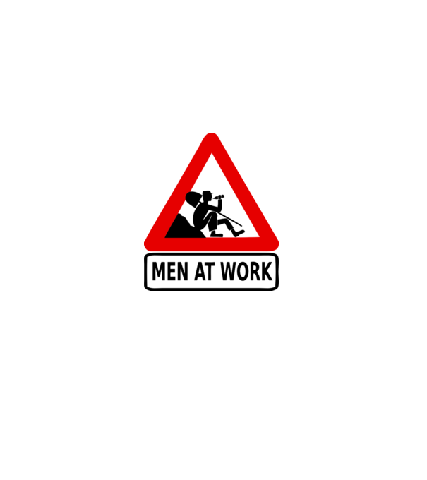 men at work model alb pe tricou