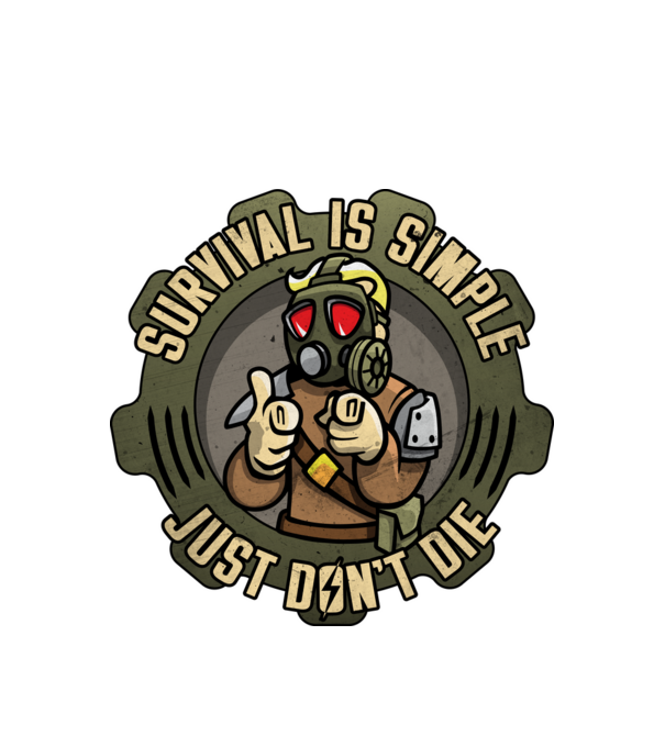 Survival model alb pe tricou