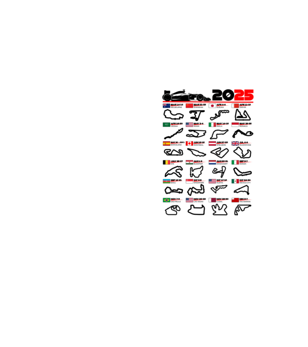 F1 calendar 2025 model galben neon pe tricou