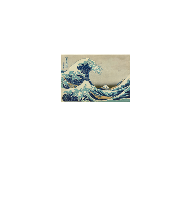 Great Wave of Kanagawa mască model alb pe tricou