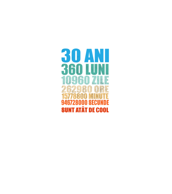 De 30 ani - luni - zile - ore - minute - secunde - sunt atât de cool model negru pe tricou