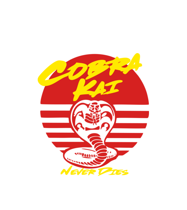 cobra kai sunset logo model alb pe tricou